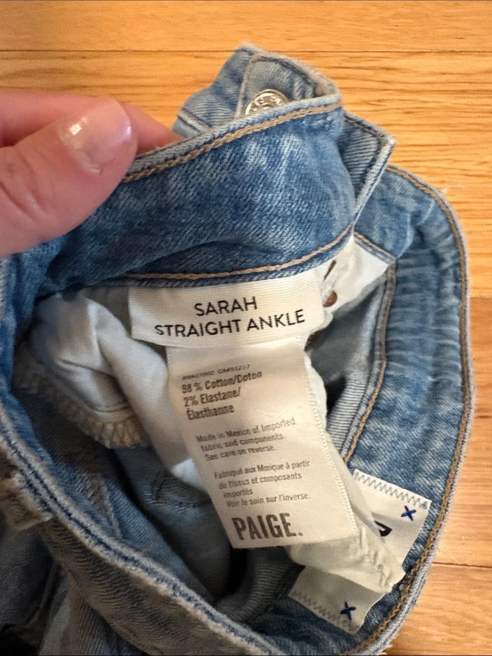 PAIGE Light Blue Ripped Straight Jeans